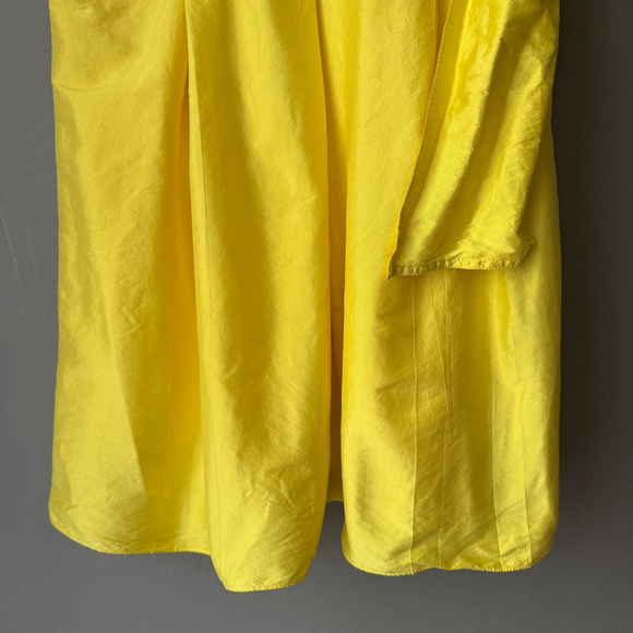 Tahari Arthur S.‎ Levine sz 10 yellow 100% silk faux wrap sun dress - Picture 3 of 10
